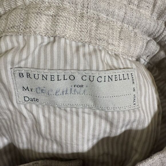 Brunello Cuccinelli Linen Drawstring Pants EU 50 Leisure Fit 25” Inseam Hemmed - Picture 6 of 12
